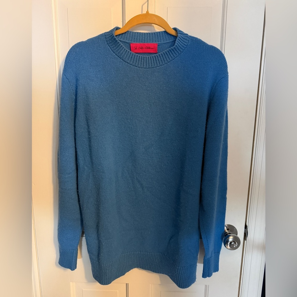 The Elder Statesman 100% Cashmere Sweater Crewneck Blue Sz L